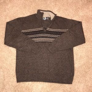 OSCAR DE LA RENTA 1/4 Zip Up Sweater Large Brown